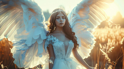 Artwork beauty young woman angel sexy dress costume 