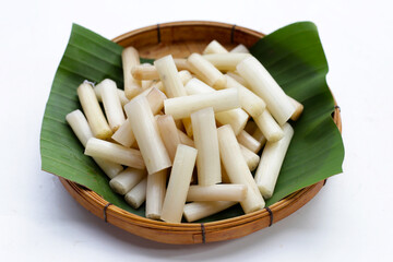 Fresh lotus rootlet on white background.