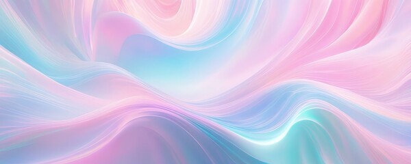 Holographic light blue and pink abstract pastel colors backdrop. Gradient neon colors with rainbow foil effect in trends 80s and 90s