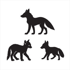 Fox silhouettes. with fully editable	
