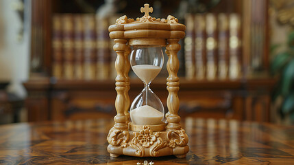 hourglass on wood