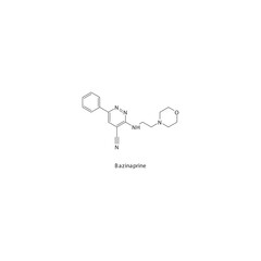 Bazinaprine&nbsp; flat skeletal molecular structure MAO A inhibitor drug used in depression treatment. Vector illustration scientific diagram.