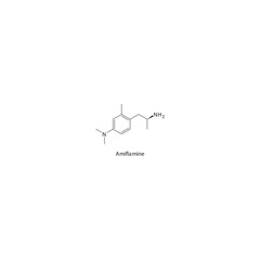 Amiflamine  flat skeletal molecular structure MAO A inhibitor drug used in depression treatment. Vector illustration scientific diagram.