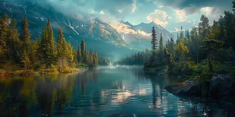 Breathtaking mountains landscape of Alaska - Powered by Adobe