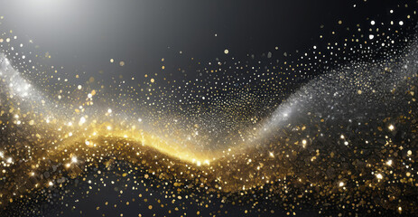 Obraz premium Abstract gold and black glitter lights background for banner with blurred bokeh. Backdrop for Valentines day, Womens day, holiday or event