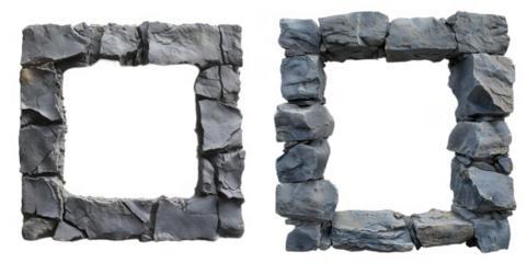 Granite dark rock frame . Rock stone square border