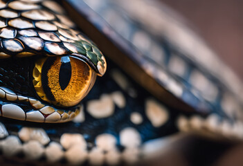 Serpentine Surveillance: Macro Shot of a Snake's Enigmatic Golden Eye