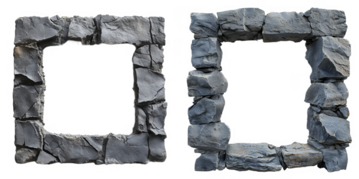 Granite dark rock frame . Rock stone square border