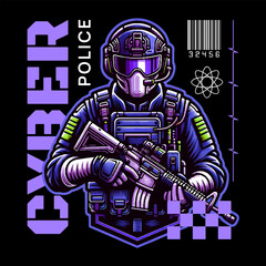Cyber Police Vector Art, Illustration and Graphic