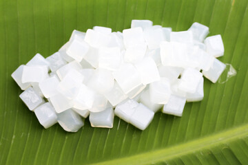 Mini cube coconut gel in syrup,  Thai dessert