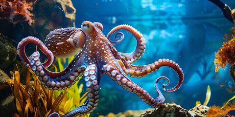 "Inhabitant of the Deep Blue: Octopus Squid Among Reef Fishes"
