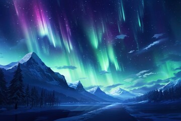 Obraz premium Northern lights nature night sky