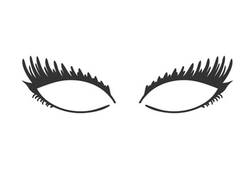 PNG, Professional glamor makeup. Set for growing the eyelashes isolated on white background. Bottled eyelashes of girls. Natural effect mascara. Black and white vector illustration of closed eyes