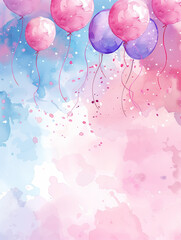 Watercolor Birthday illustration baby shower background balloons pattern invitation card wallpaper	
