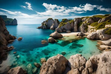 rocky coast of the island - Powered by Adobe