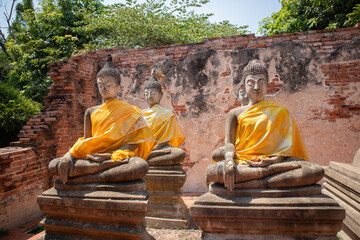 Buddha Statue and landscape view in Wat Phutthaisawan at Phra Nakhon Si Ayutthaya, Thailand
