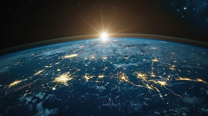 Obraz premium Viewing half of the Earth from space, ground level