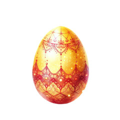 yellow egg with red lace decoration Easter Egg