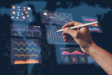 DevOps concept, software development, IT operations, agile programming, Concept with devops global network icon on, coder or sysadmin using pen writing on screen system network, high software