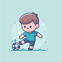 Vector a boy playing soccer with a soccer ball 
