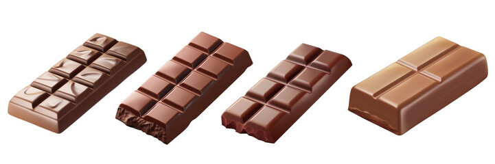PNG chocolate bar 3d icons and objects collection, in cartoon style minimal on transparent, white background, isolate