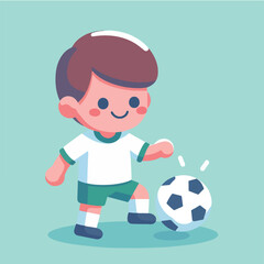 Vector a boy playing soccer with a soccer ball 