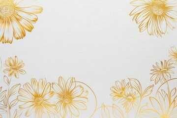 Gold Ink daisy border backgrounds pattern white