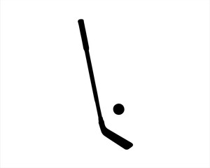 Ice hockey stick and ball silhouette icon logo vector illustration isolated on white background