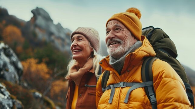 Retirees exploring new destinations together  excitement and curiosity captured in photos