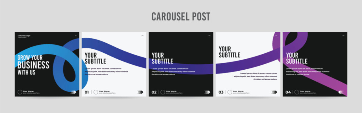 Editable Instagram Carousel Post Layout Set, Social Media Marketing microblog template design, tips & tricks linkedin post template, eps 10.	