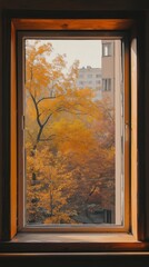 Obraz premium Window autumn architecture transparent.