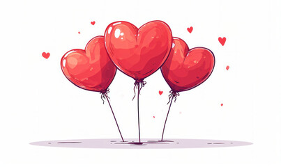 Red HeartShaped Balloons Overlapping to Form a Heart with Small Heart Designs on White Background