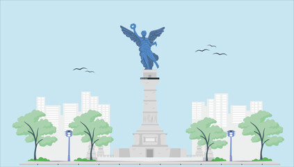 The Angel of Independence Monument and the Paseo de La Reforma in Mexico City. vector illustration. 209