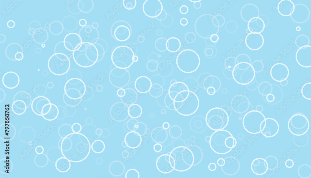 Aufkleber white vector circle shapes on blue background, circles minimal seamless layout with circle shapes, background with circles
