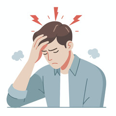Vector a man with his hands on his head and his hands are holding his head