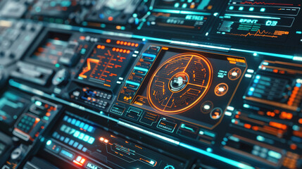 Obraz premium Close up digital futuristic interface background