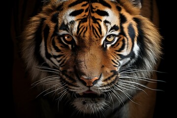 Fototapeta premium Eyes of a great tiger on black background