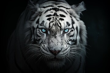 Eyes of a great white tiger on gray background
