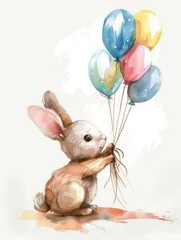 Children's painted rabbits and balloons