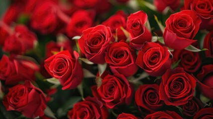 Close-up of fresh red roses.