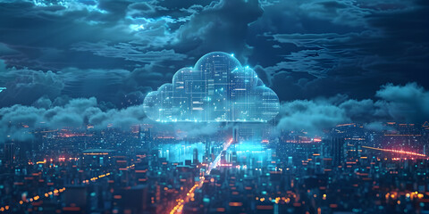 Futuristic Data Transfer in the Cloud: A Photorealistic Visualization"
"Seamless Cloud Computing: A Photorealistic Depiction of Data Connectivity