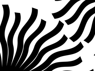 Abstract pattern with black-and-white striped lines. Psychedelic background. Op art, optical illusion. Modern design, graphic texture.