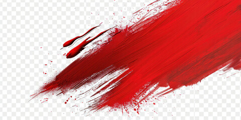 Red paint brush stroke on white background, high quality PNG image download for design projects