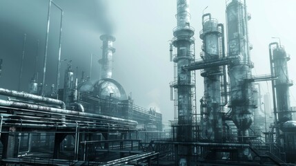 3D rendering of a dystopian petrochemical plant