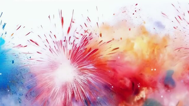A vibrant explosion of watercolor splashes, representing a burst of creativity and inspiration in an abstract form. Bright festive background for birthday, party, wedding. For presentation