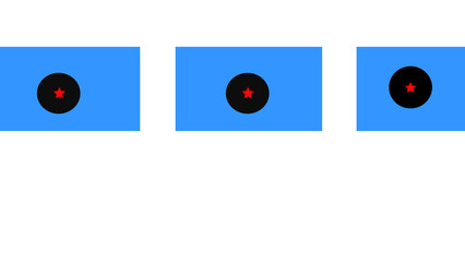 three rectangles with black dot and red star isolated on white background 