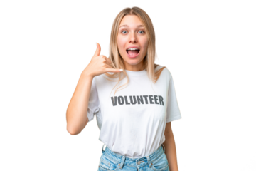 Young volunteer woman over isolated chroma key background making phone gesture. Call me back sign