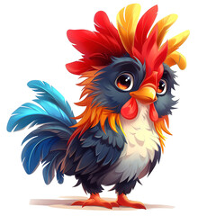 Adorable chicken cartoon character. Chibi Rooster animal cartoon Illustration