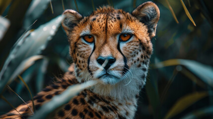 A cheetah is standing in the grass with its head up - obrazy, fototapety, plakaty