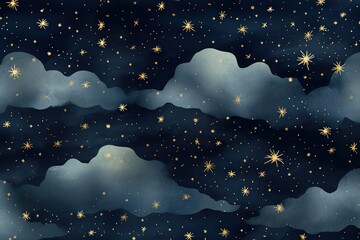 Fototapeta premium Vector dark blue seamless pattern night constellation backgrounds.